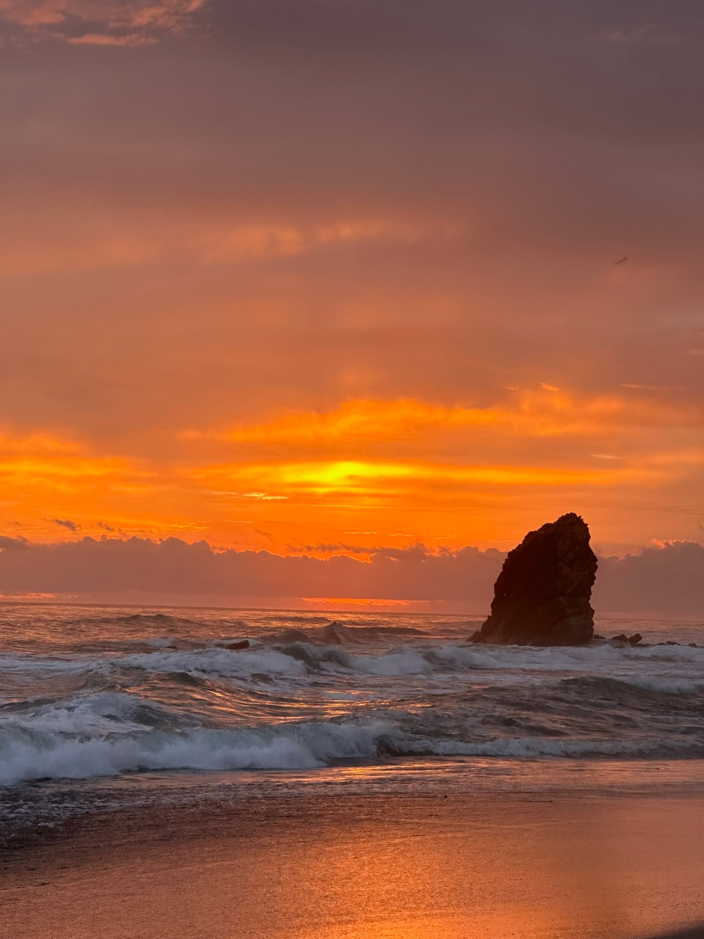 Fiery sunset over Playa Guiones